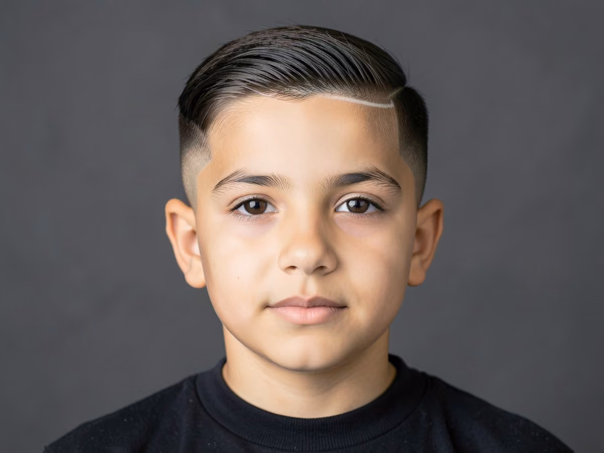 Boy with a fade with razor line