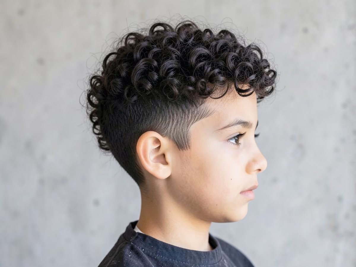 Boy with a loose curl fluffy top