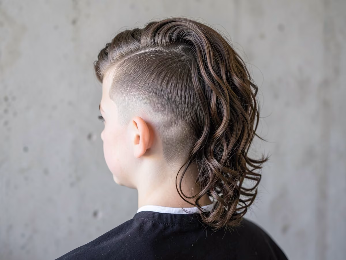 Boy with a permed mullet taper