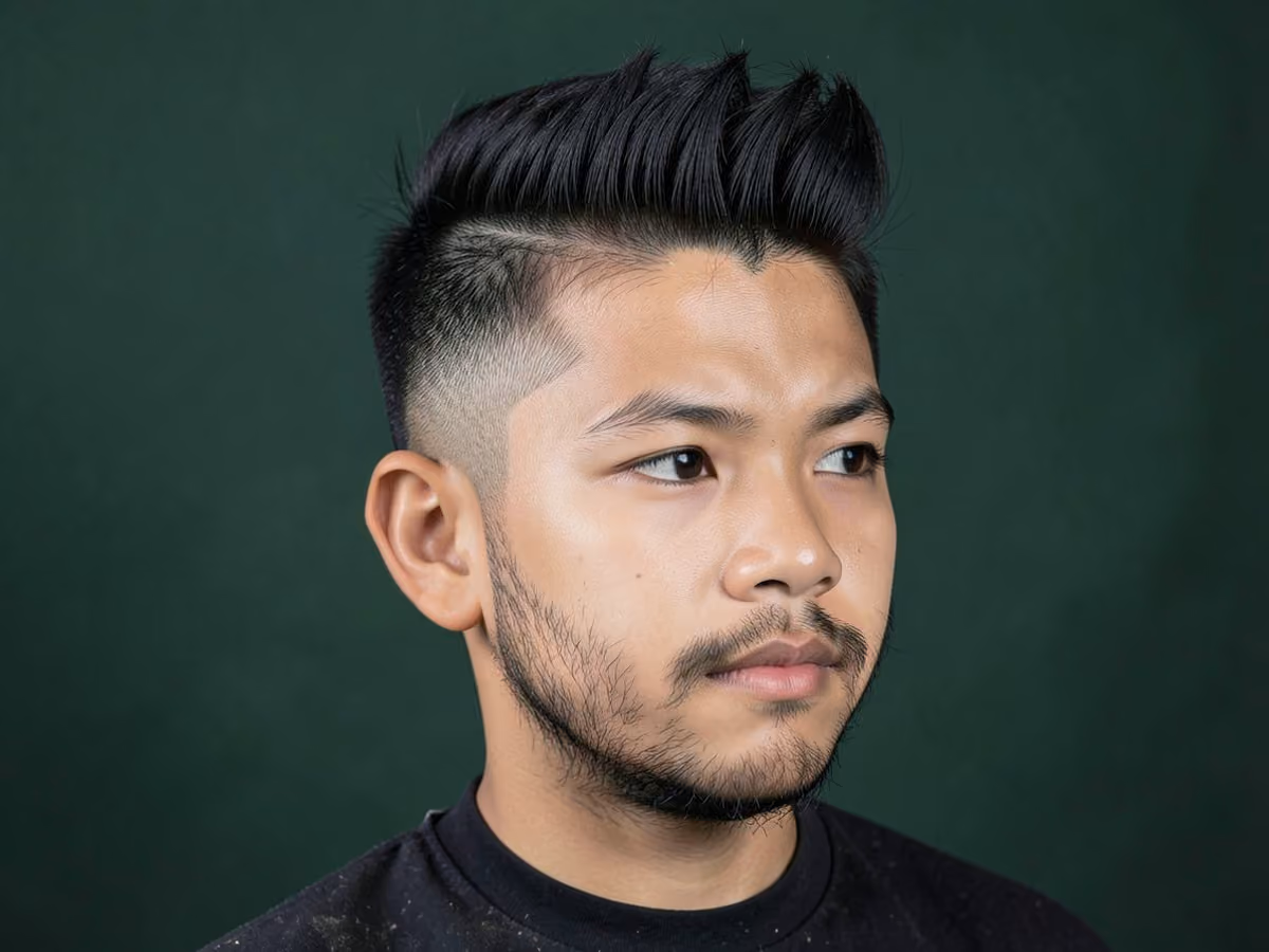 Boy with a textured quiff with stubble