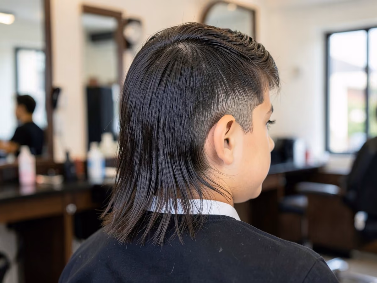 Boy with a white boy mullet