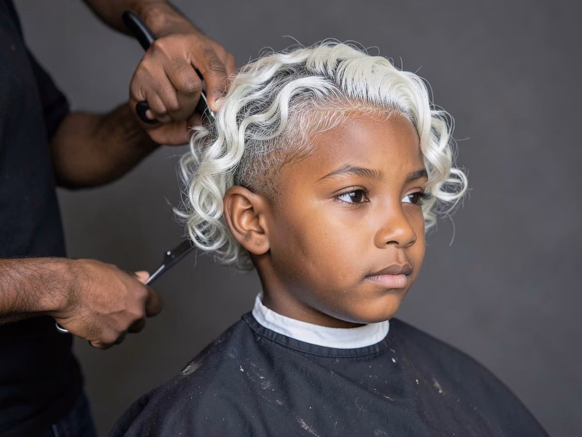 Boy with a white boy waves haircut