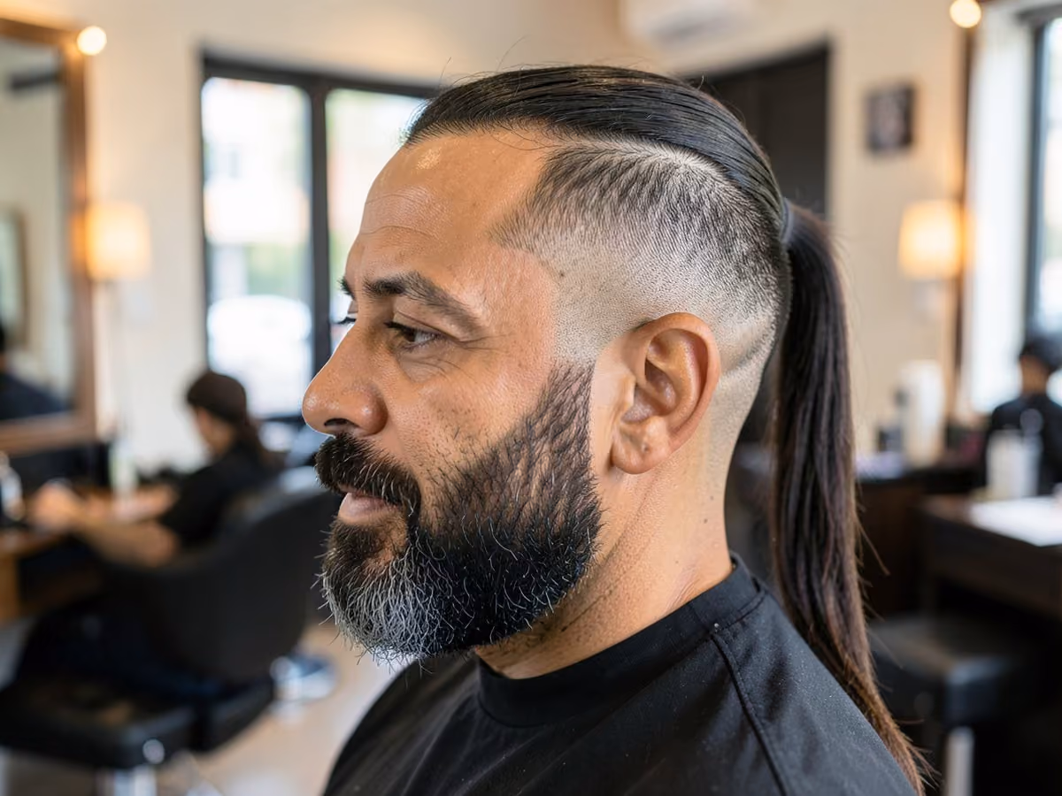 Man with a rat tail haircut