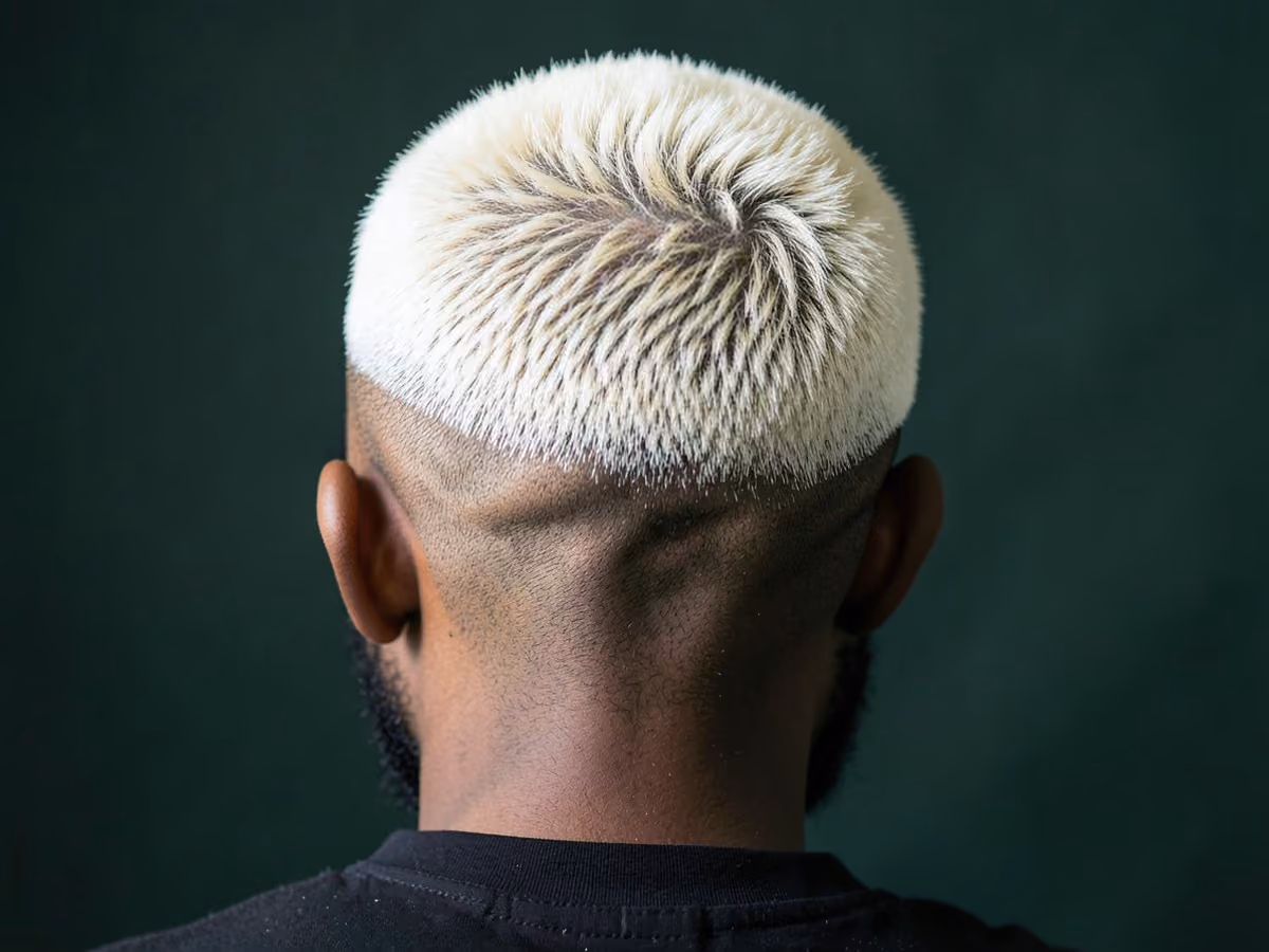 Man with a zac efron bleached tips haircut