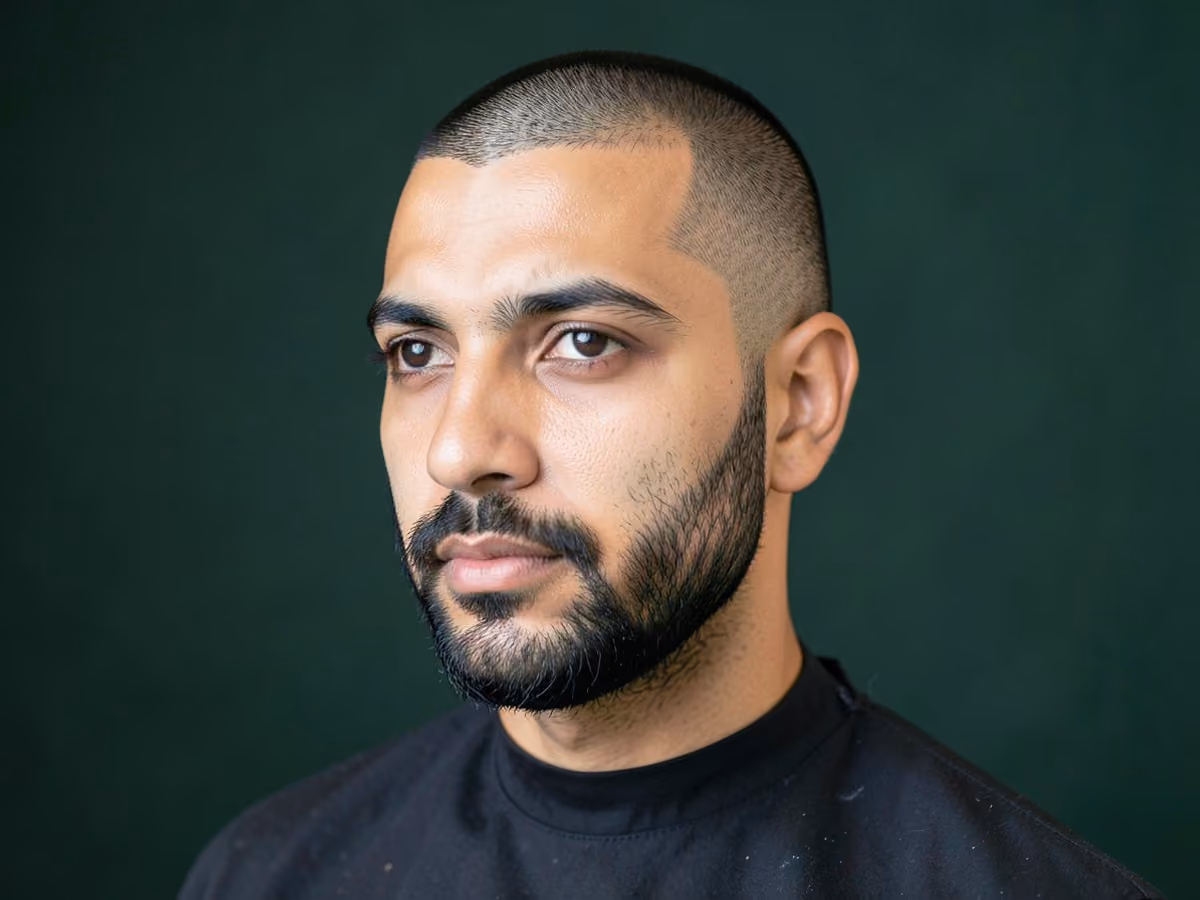 Man with a zac efron buzz cut