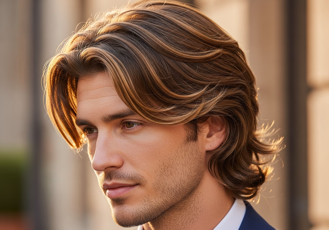 Layered Wavy Medium haircut for men 2026 - enhanced wavy layers style