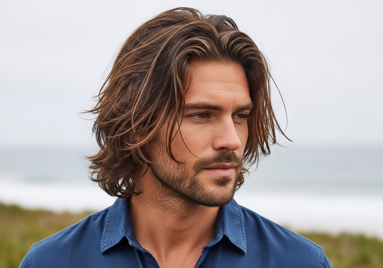 Long Messy Layers haircut for men 2026 - effortless piecey long messy layers