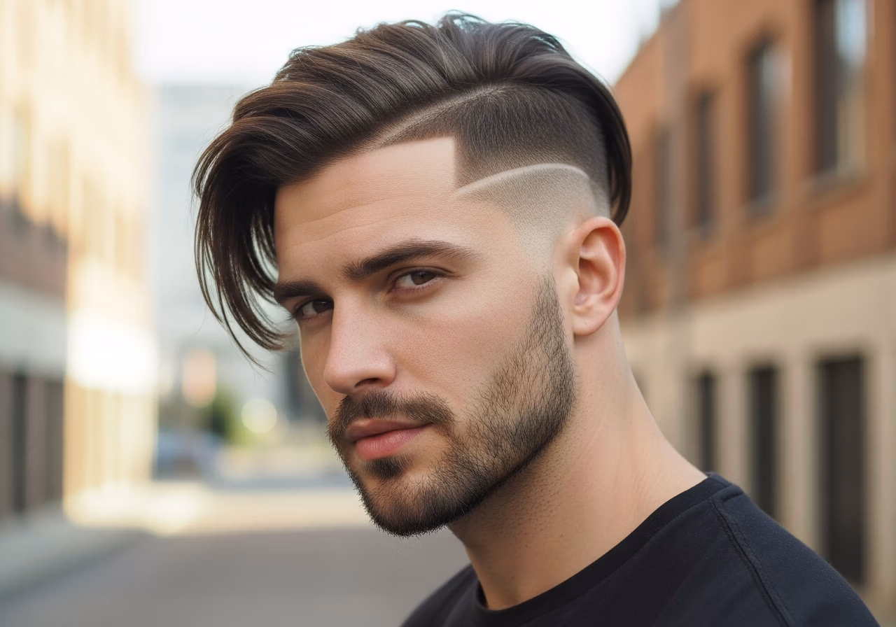 Long Undercut haircut for men 2026 - bold contrast long undercut style