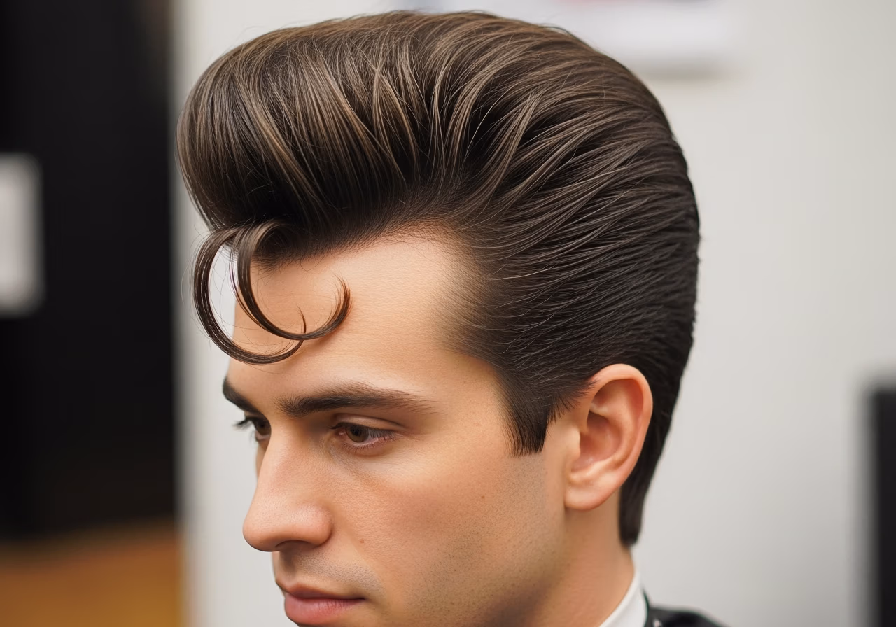 Medium Bouffant haircut for men 2026 - voluminous lifted bouffant style