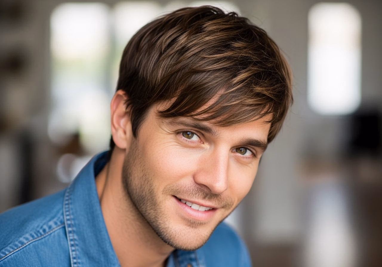 Medium Fringe haircut for men 2026 - soft forward fringe medium style
