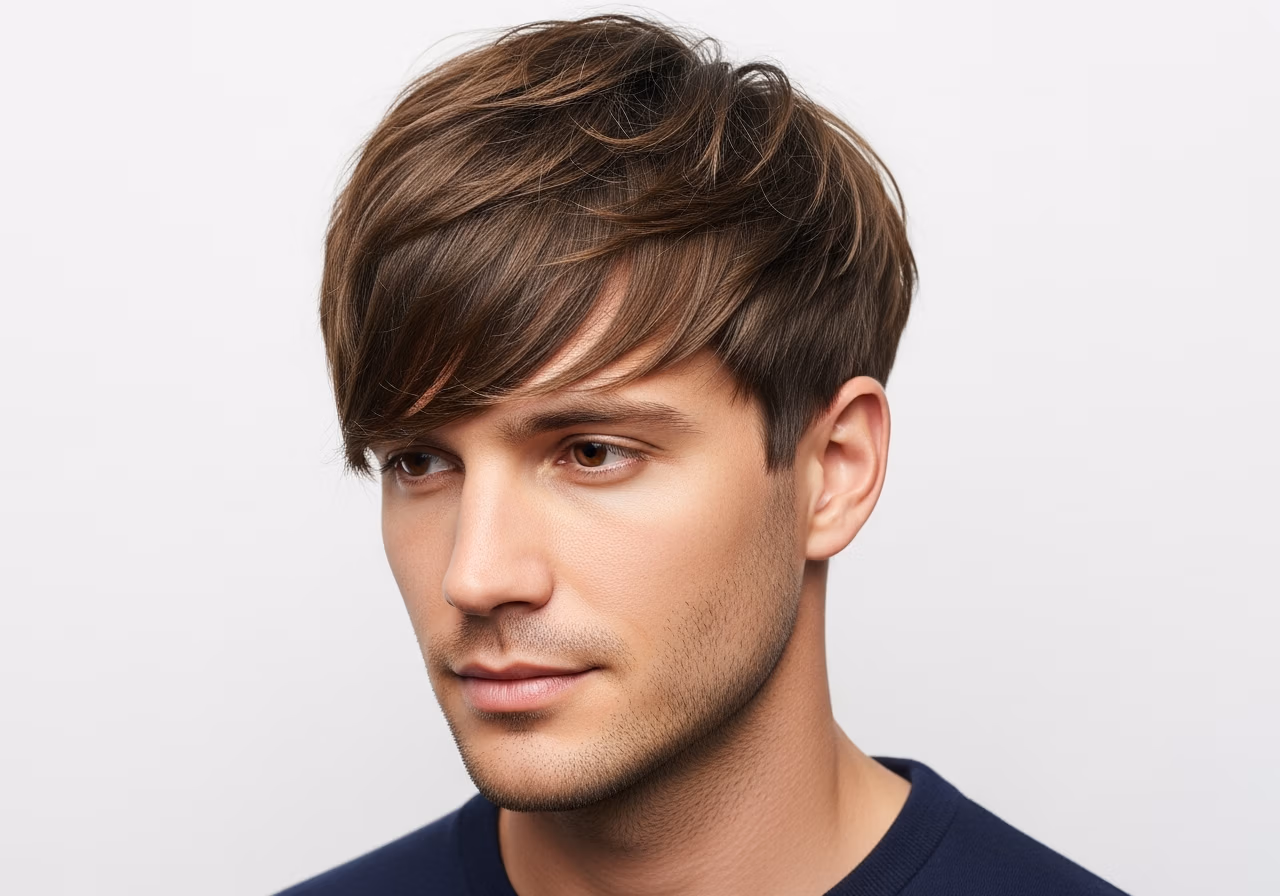 Messy Fringe Medium haircut for men 2026 - relaxed messy fringe style