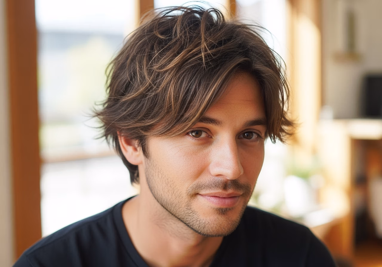 Messy Medium Length haircut for men 2026 - effortless piecey messy style