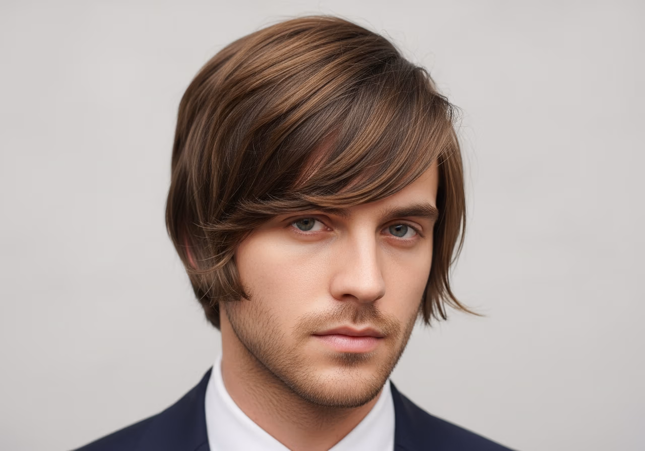 Mod Layered Fringe men's haircut 2026 - modern barbershop style