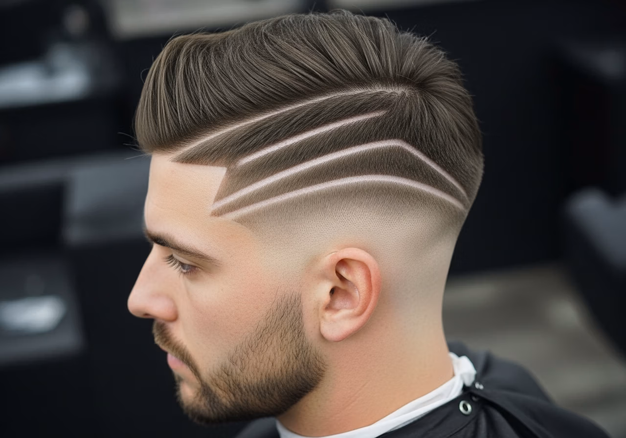 Multiple Parallel Lines haircut design for gents 2026 - clean parallel razor lines