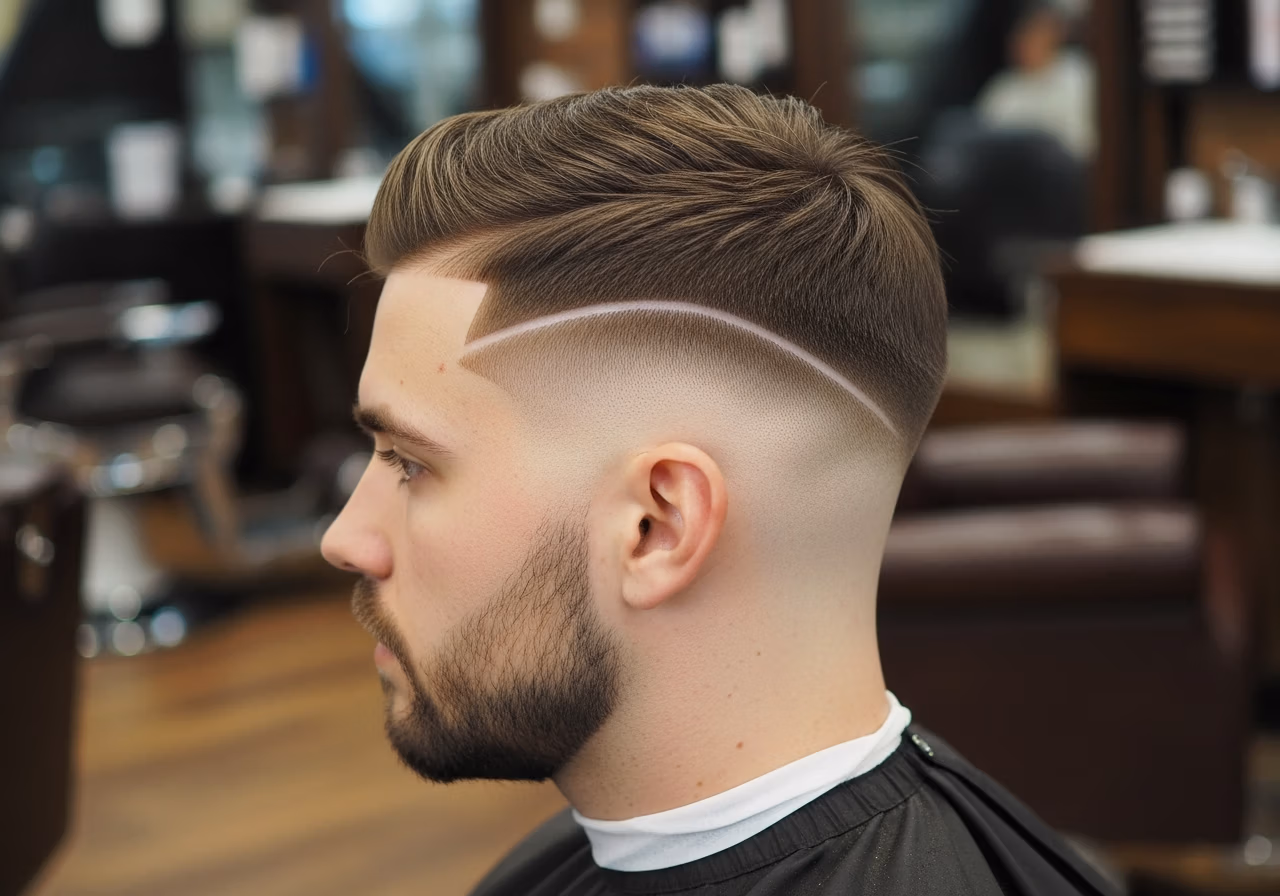 Razor Line Design haircut for gents 2026 - clean razor line fade design