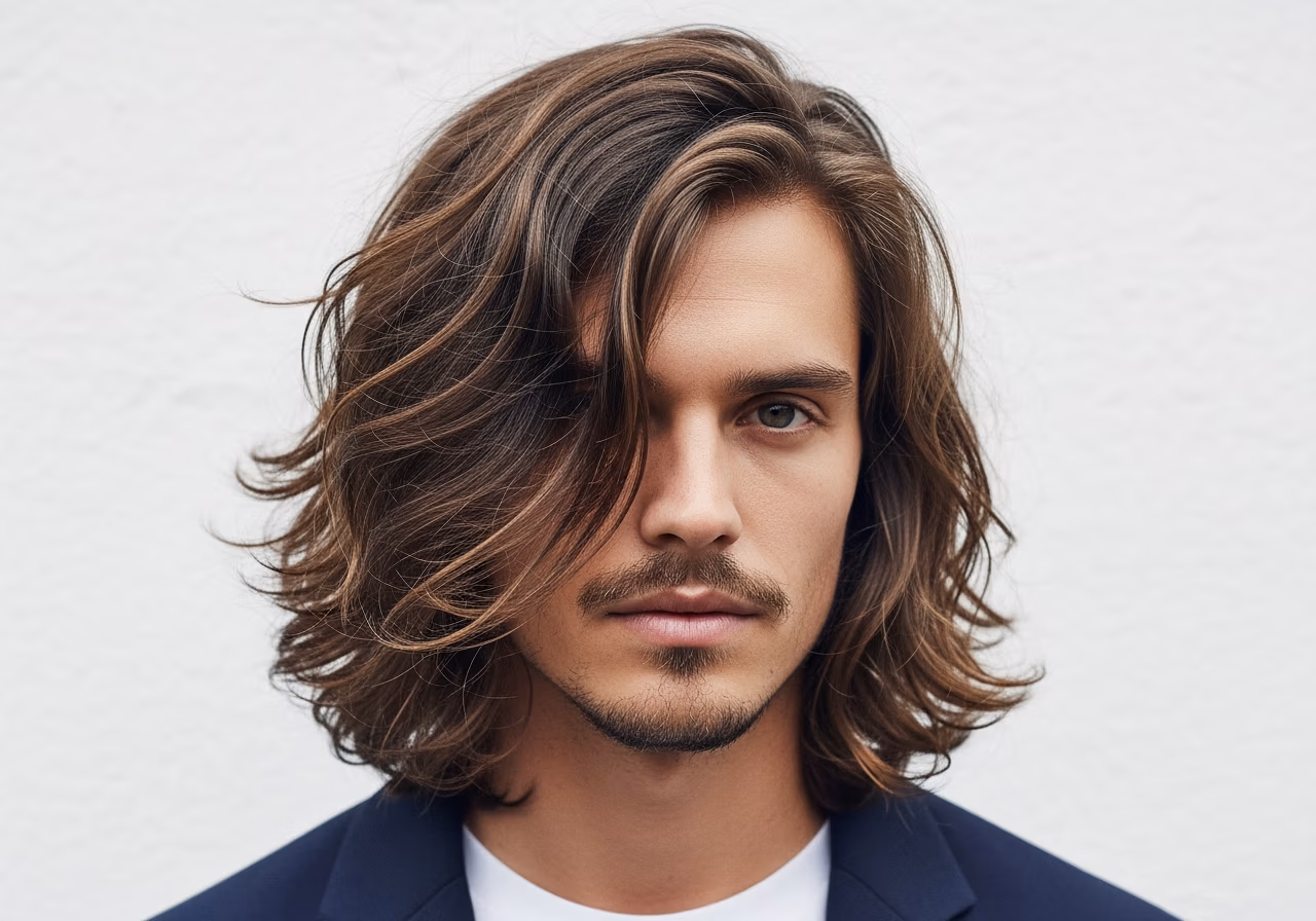Shoulder Length Wavy haircut for men 2026 - natural wavy long shoulder length