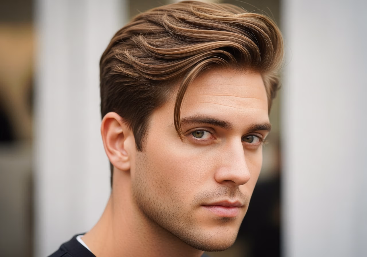 Side Swept Medium haircut for men 2026 - classic side swept medium style
