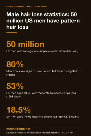 Infographic: Male hair loss statistics: 50 million US men have pattern hair loss
