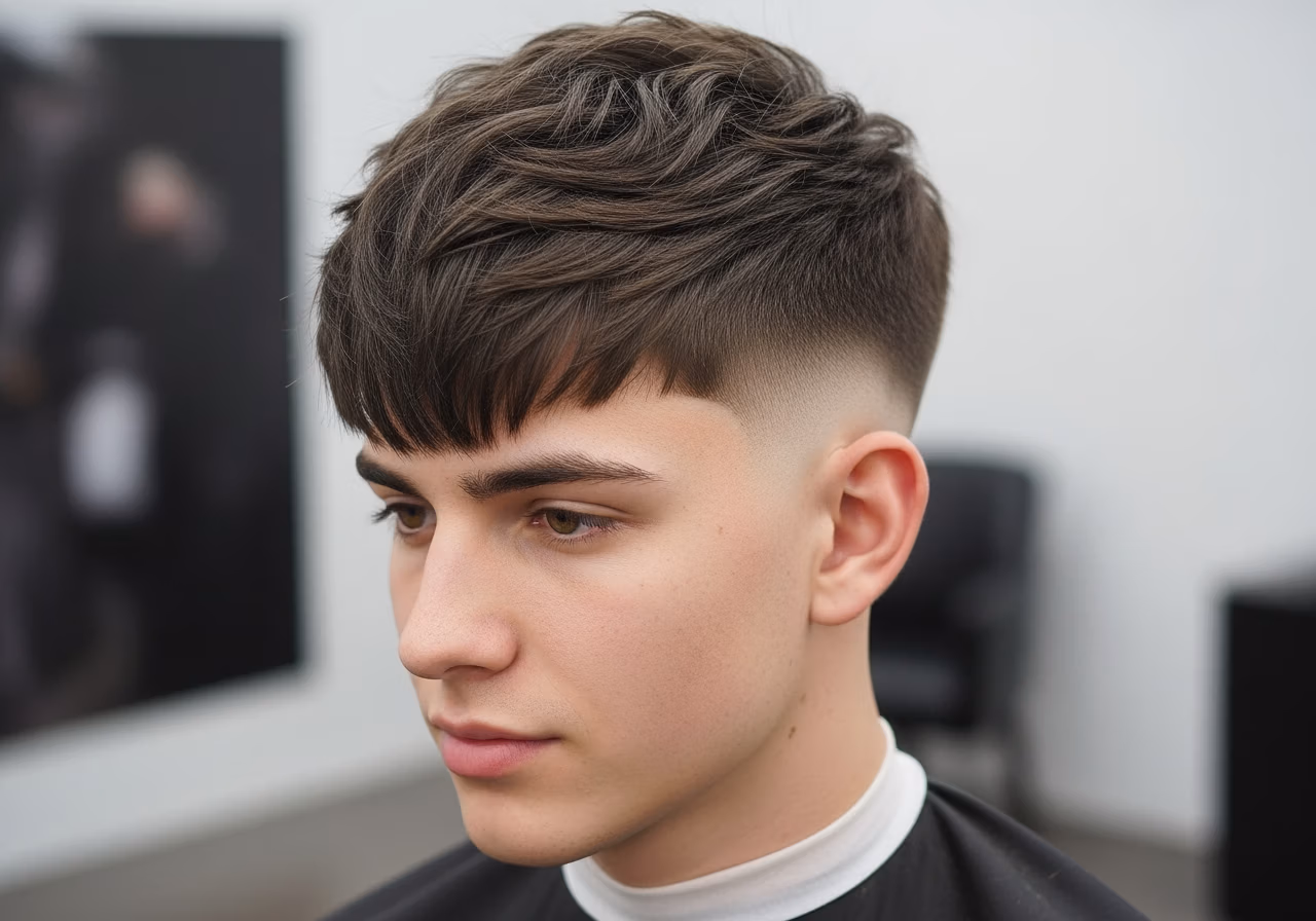 Textured Fringe Crop haircut for men 2026 - heavy textured fringe