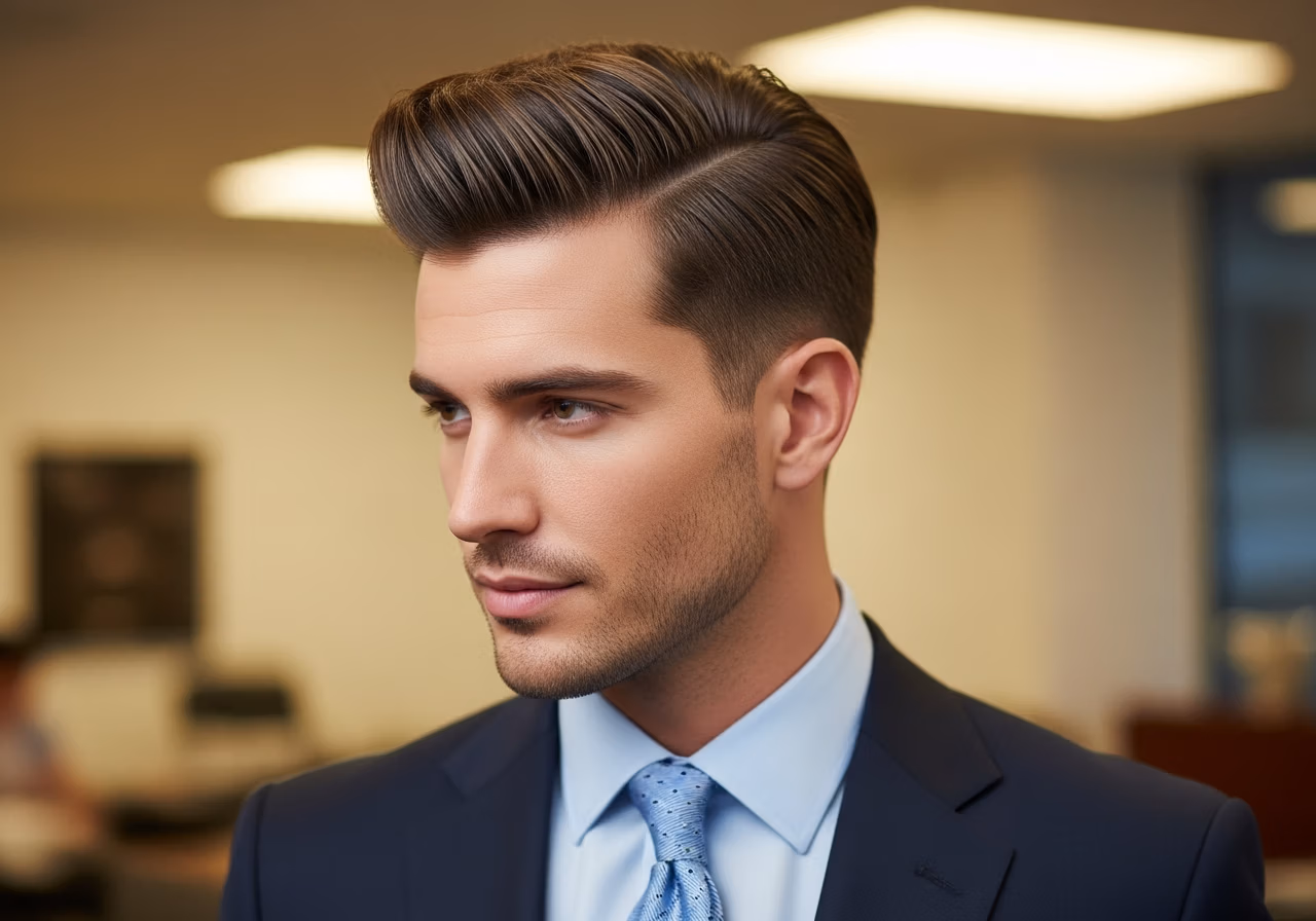 Volume Side Part Medium haircut for men 2026 - voluminous side part style